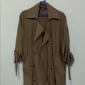 LULUS GREEN TRENCH COAT NWT